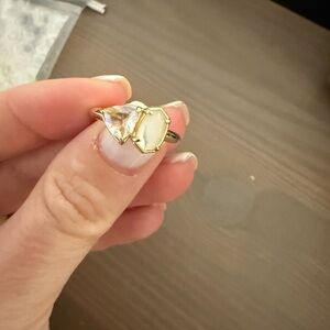 Kendra Scott Gold Ring with Iridescent and White Stones